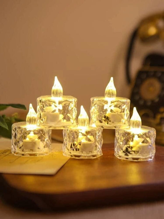 Flameless and Smokeless Decorative Crystal Candles (4 Pieces)