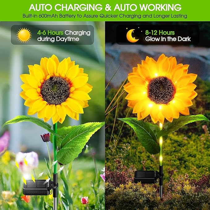 🌻 Sunflower Solar Powered Lights (Pack of 2) - Brighten Your Garden Naturally! 🌞